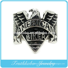 2016 Native popular custom mens black enamel american biker rings in 316l stainless steel